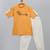 Saffron orange printed cotton silk father son kurta combo set
