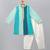 Teal multicolor cotton silk father son kurta combo set