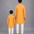 Marigold orange cotton silk father son kurta combo set