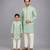 Mint green woven cotton silk father son kurta combo set