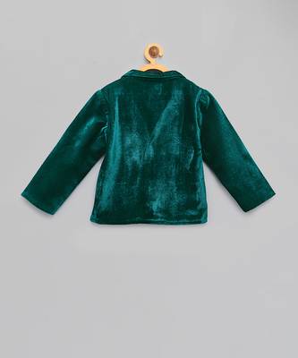 Green embroidered velvet father son blazer combo set 4