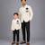 White embroidered velvet father son blazer combo set