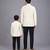 White embroidered velvet father son blazer combo set