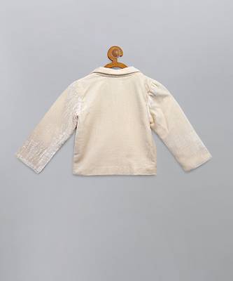 White embroidered velvet father son blazer combo set 4
