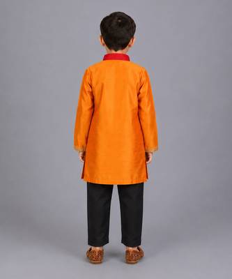 Multicolor cotton silk father son kurta combo set 4