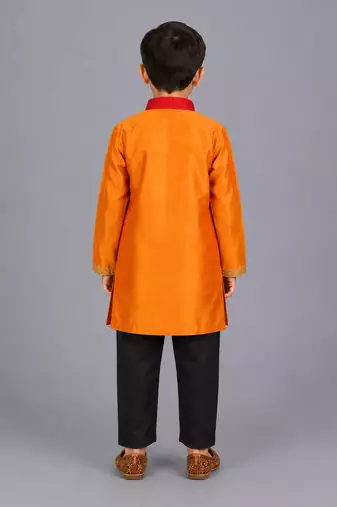 Multicolor cotton silk father son kurta combo set