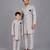 Grey cotton silk father son bandhgala combo set
