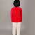 Red printed velvet father son bandhgala combo set