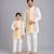 Multicolor gota patti embroidered cotton silk father son kurta combo set