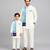 Ivory blue stripes cotton silk father son kurta combo set