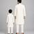 Ivory blue stripes cotton silk father son kurta combo set