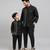 Black embroidered cotton silk father son kurta combo set