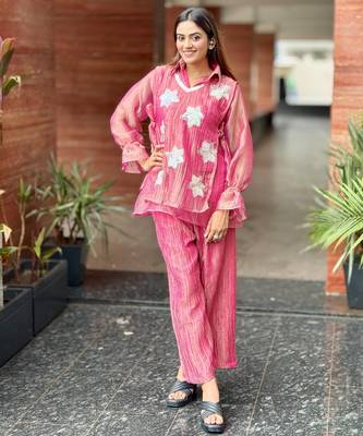 Rani pink embroidered co-ord set for women 1