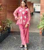 Rani pink embroidered co-ord set for women