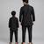 Black embroidered cotton silk father son kurta combo set