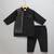 Black embroidered cotton silk father son kurta combo set