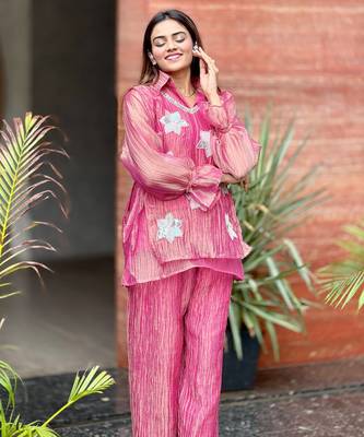 Rani pink embroidered co-ord set for women 3