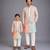 Pink mint green cotton silk father son kurta combo set
