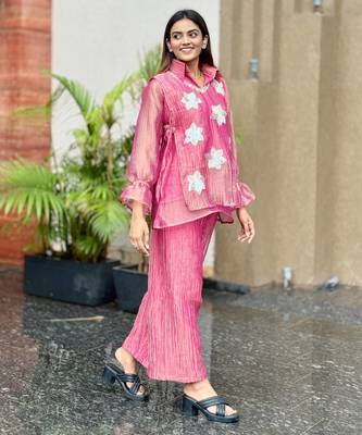 Rani pink embroidered co-ord set for women 4