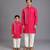 Pink embroidered cotton silk father son kurta combo set