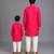 Pink embroidered cotton silk father son kurta combo set