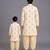 Beige printed cotton silk father son kurta combo set
