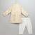 Beige printed cotton silk father son kurta combo set