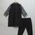 Black printed cotton silk father son kurta combo set