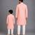 Peach printed cotton silk father son kurta combo set