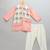 Peach printed cotton silk father son kurta combo set