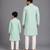 Mint green printed cotton silk father son kurta combo set