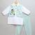 Ivory blue printed cotton father son kurta combo set