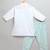 Ivory blue printed cotton father son kurta combo set