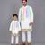 White multicolored printed cotton father son kurta combo set