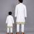 White multicolored printed cotton father son kurta combo set