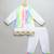 White multicolored printed cotton father son kurta combo set