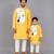 Mustard yellow embroidered cotton silk father son kurta combo set