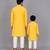 Mustard yellow embroidered cotton silk father son kurta combo set