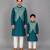 Teal blue woven cotton silk father son kurta combo set