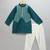 Teal blue woven cotton silk father son kurta combo set