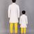 White kite printed cotton silk father son kurta combo set