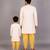 Off white printed cotton silk father son kurta combo set