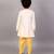 Off white printed cotton silk father son kurta combo set