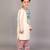 Off white sky blue embroidered cotton father son kurta combo set