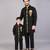 Black embroidered cotton silk father son bandhgala combo set