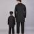 Black embroidered cotton silk father son bandhgala combo set