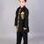 Black embroidered cotton silk father son bandhgala combo set