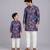 Purple printed cotton silk father son kurta combo set