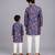 Purple printed cotton silk father son kurta combo set