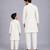 Off white printed cotton silk father son kurta combo set